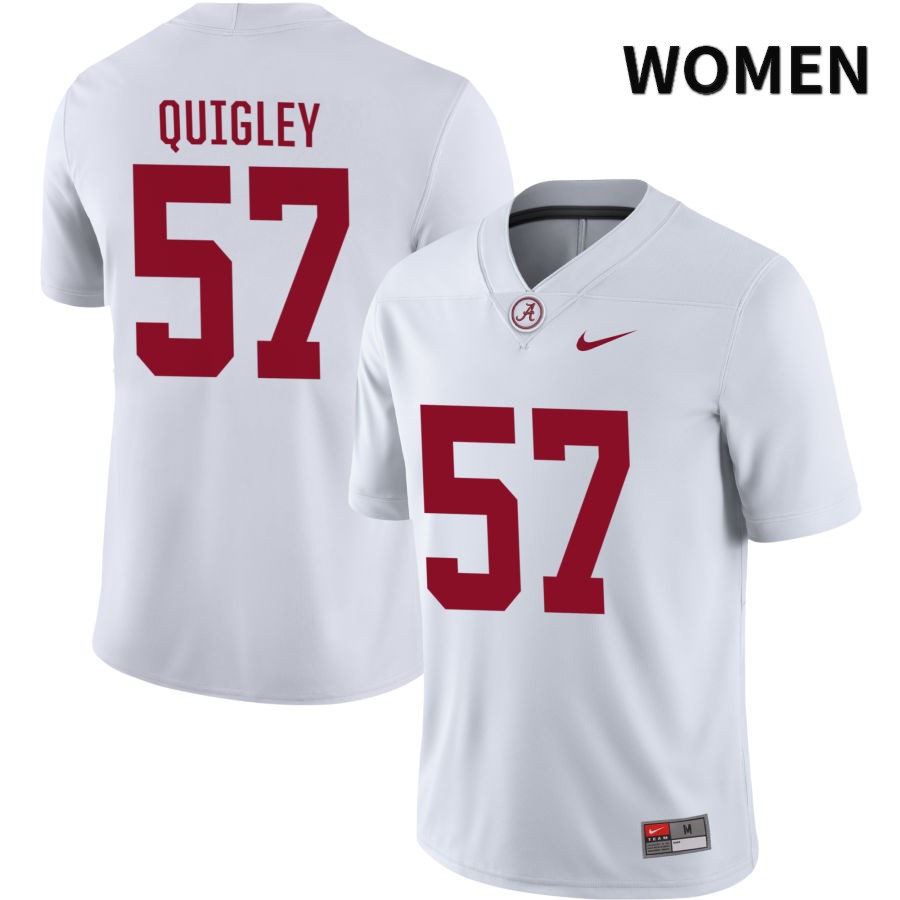 Alabama Crimson Tide Women's Chase Quigley #57 NIL White 2022 NCAA Authentic Stitched College Football Jersey CT16M47QS